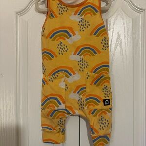 Rags to Raches Yellow Rainbow Sleeveless Short Romper 6-12 Months